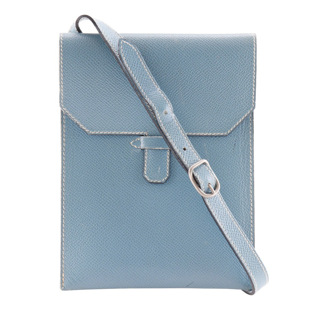 HERMES Shoulder Bag Courchevel light blue Amery Women