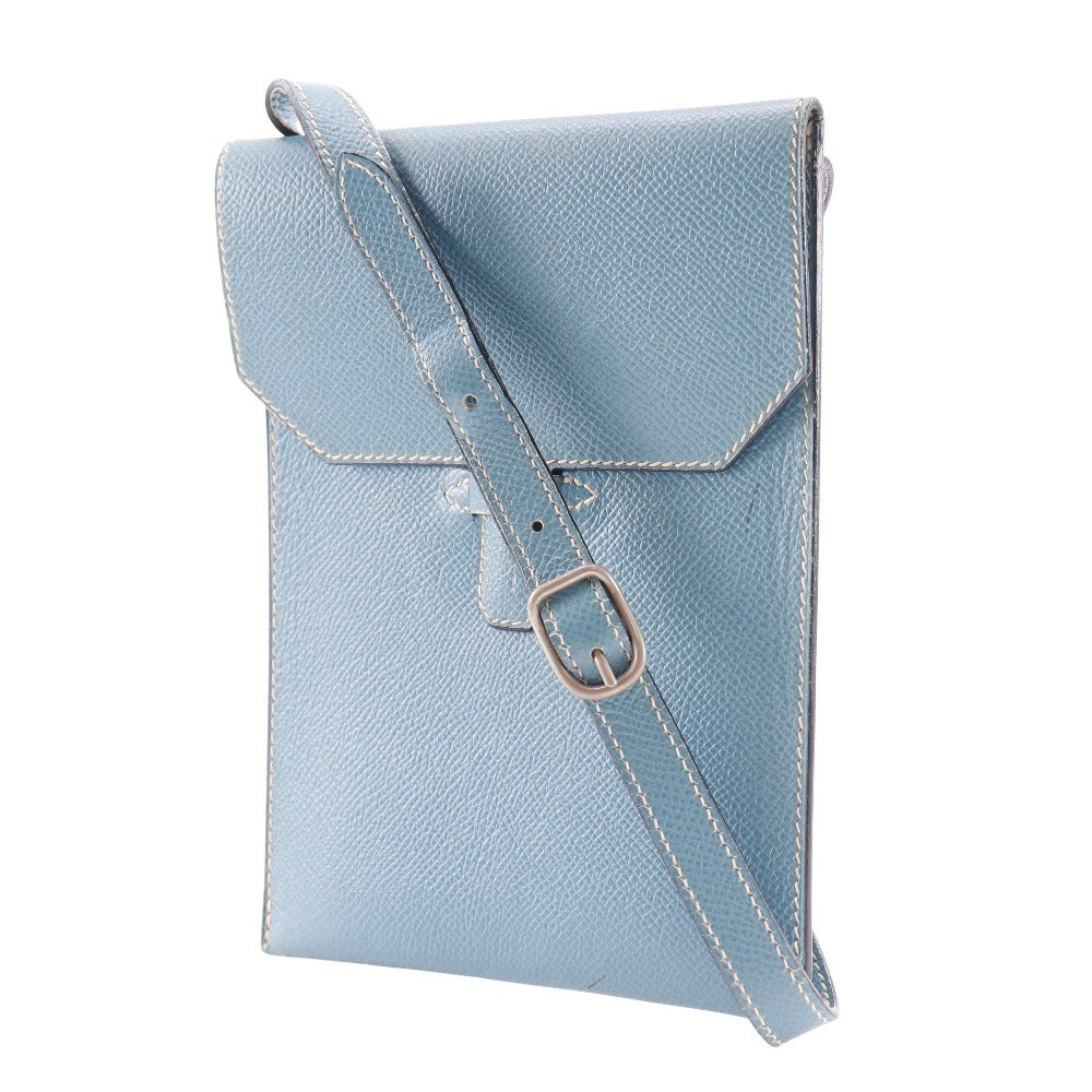 HERMES Shoulder Bag Courchevel light blue Amery Women