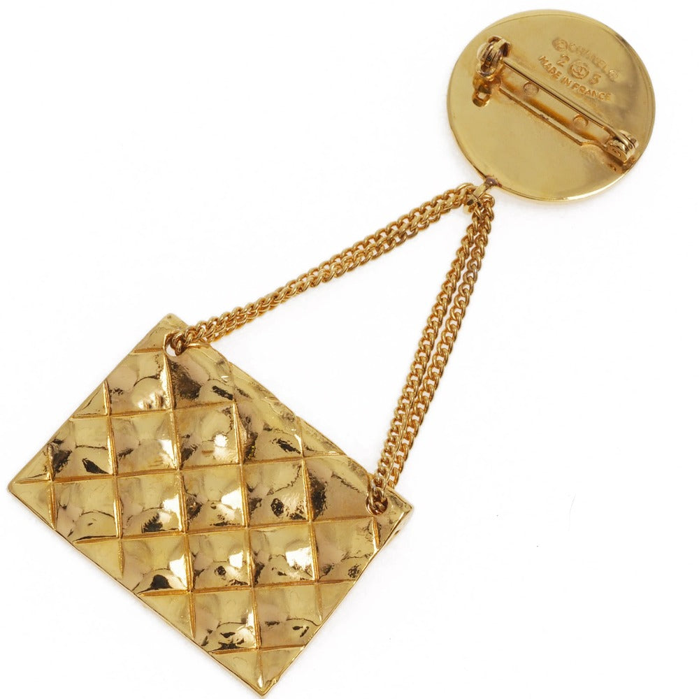 CHANEL Brooch Plated Gold gold Matelasse bag motif COCO Mark Women d