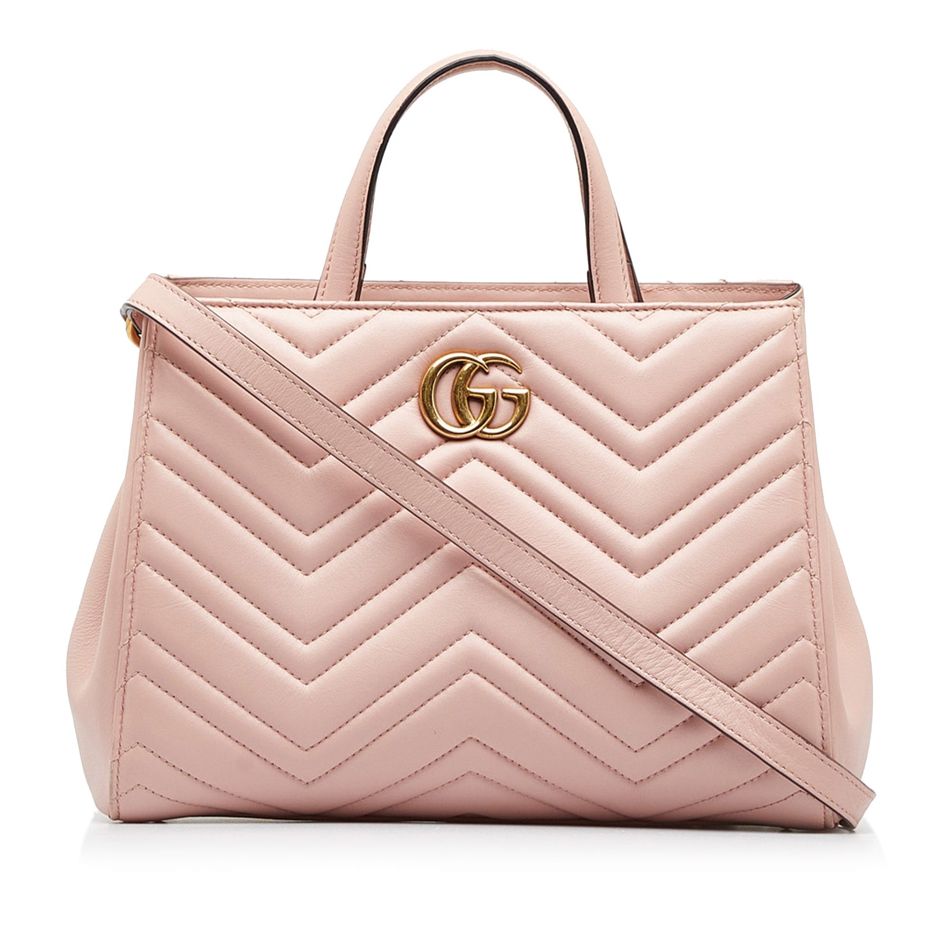 Gucci GG Marmont Pink Leather Quilted Tote Style 2