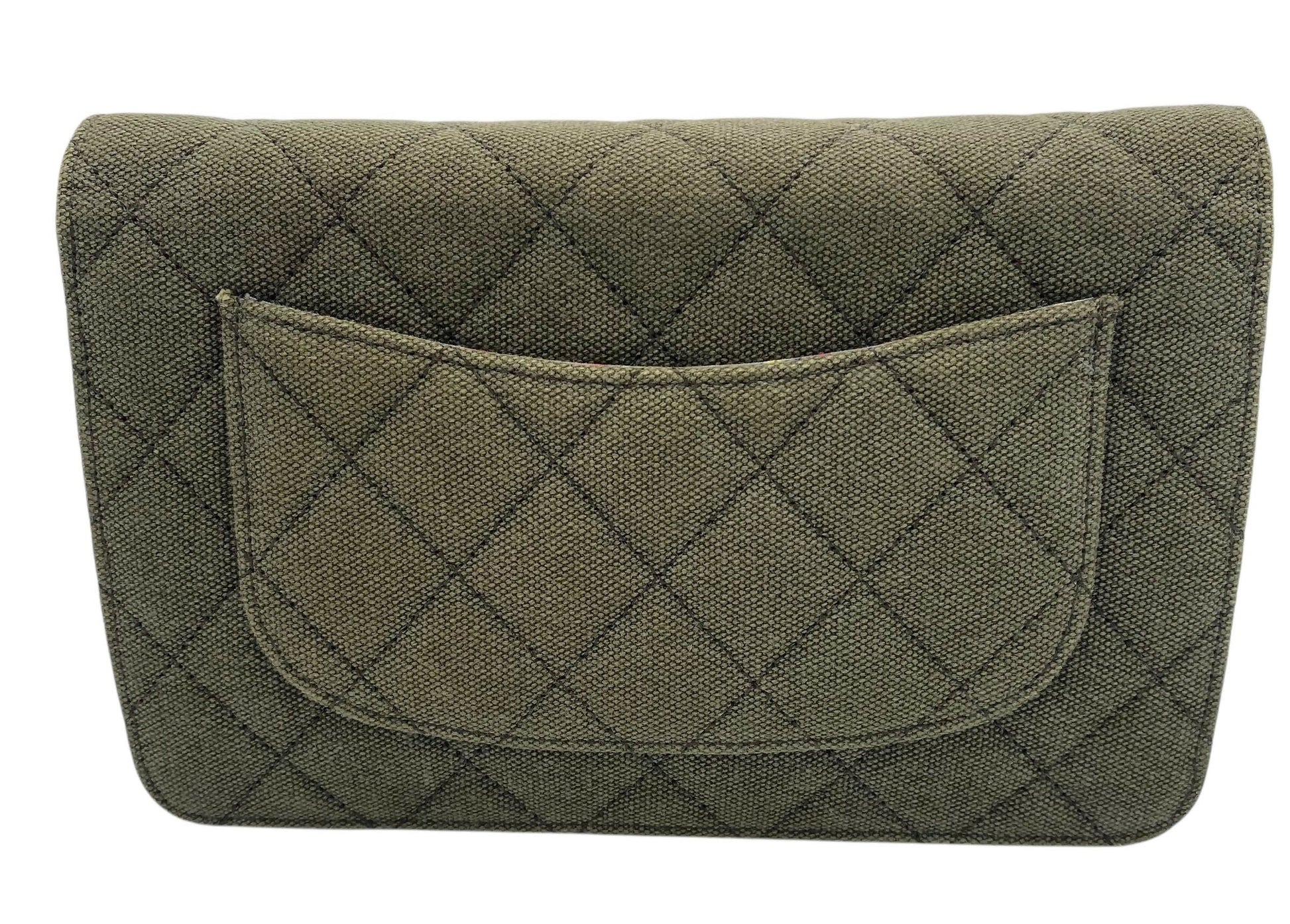Chanel 17C Paris-Cuba Charms Military Green Canvas WOC Clutch Wallet on Chain