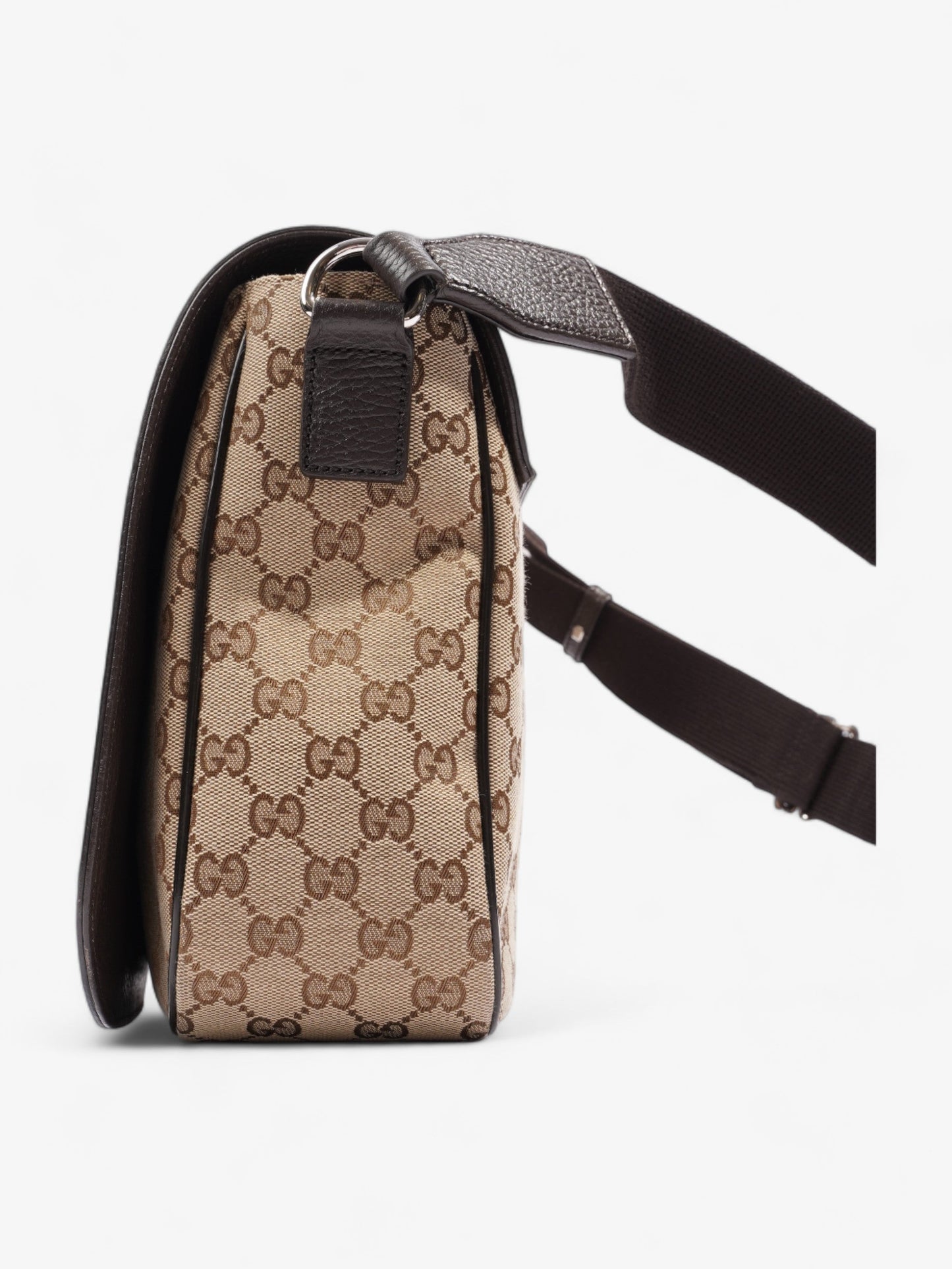 Gucci GG Flap Messenger Bag Beige Canvas