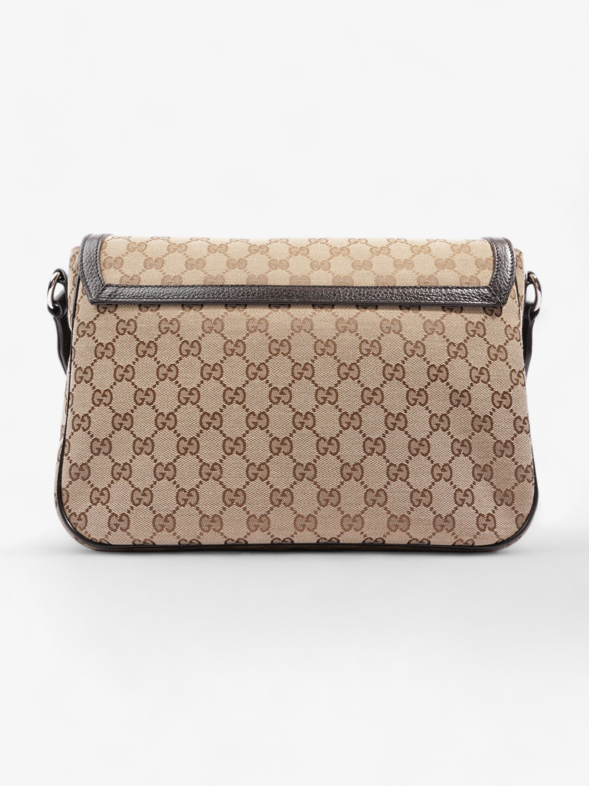 Gucci GG Flap Messenger Bag Beige Canvas