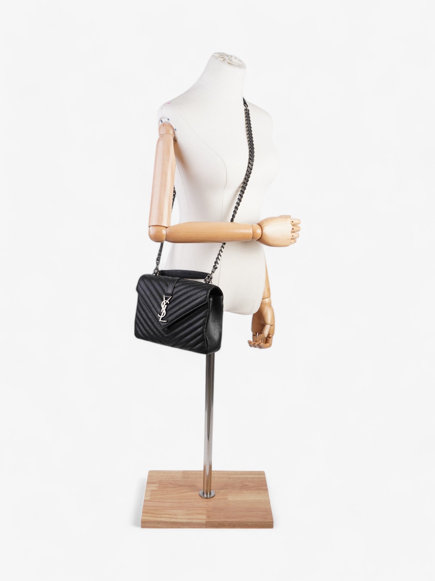 Saint Laurent College Black Lambskin Leather Medium