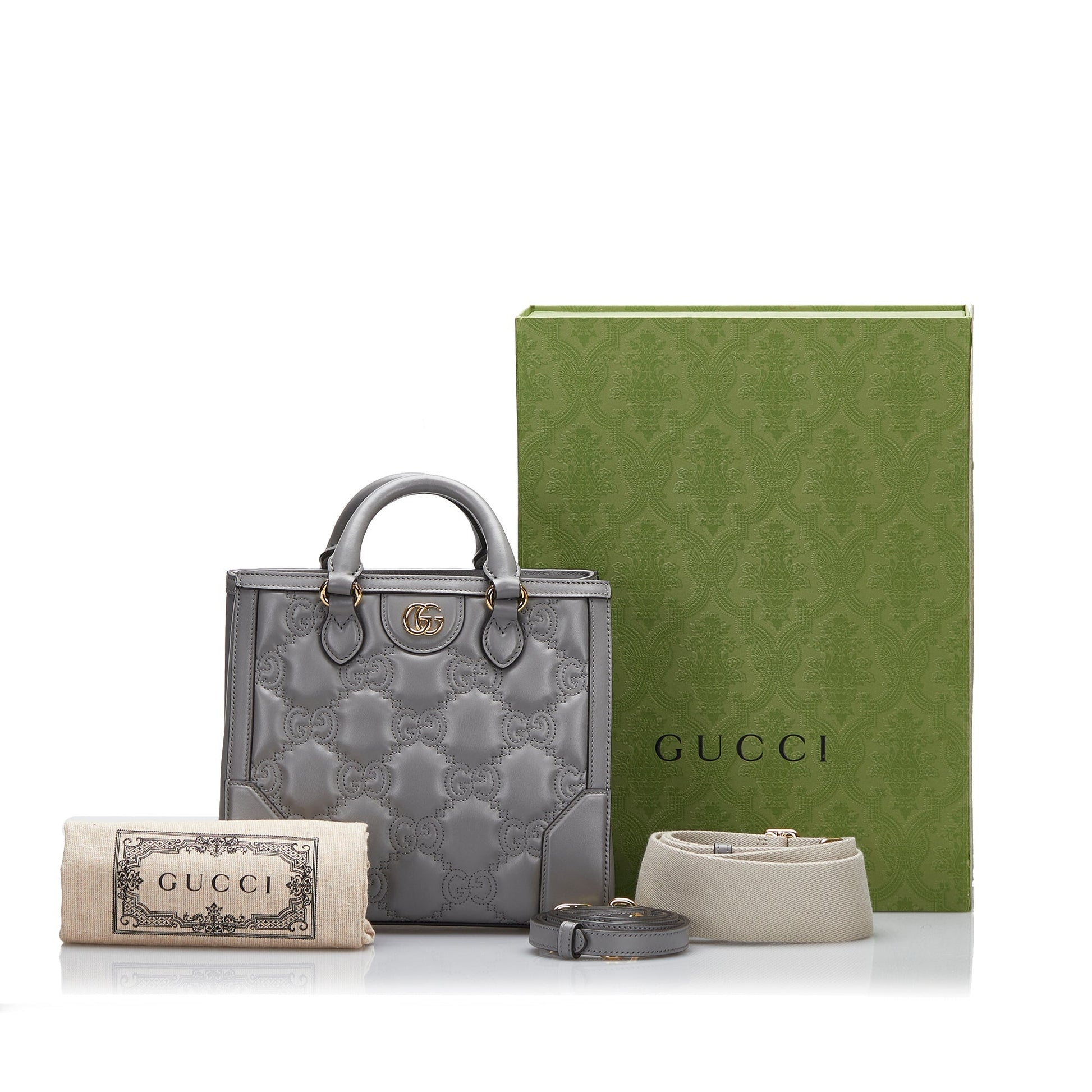 Gucci Grey Leather Shoulder Bag
