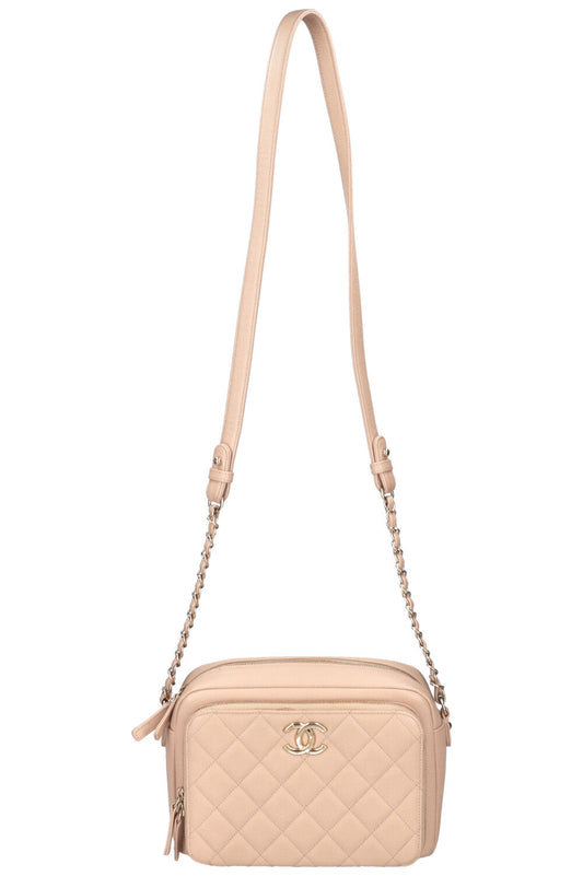 CHANEL Business Affinity Camera Case Bag Quilted Caviar Powder