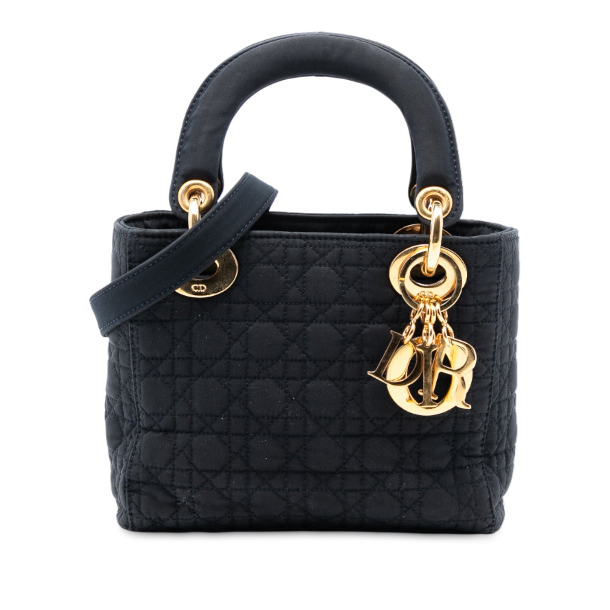 Black Dior Mini Nylon Cannage Lady Dior Satchel
