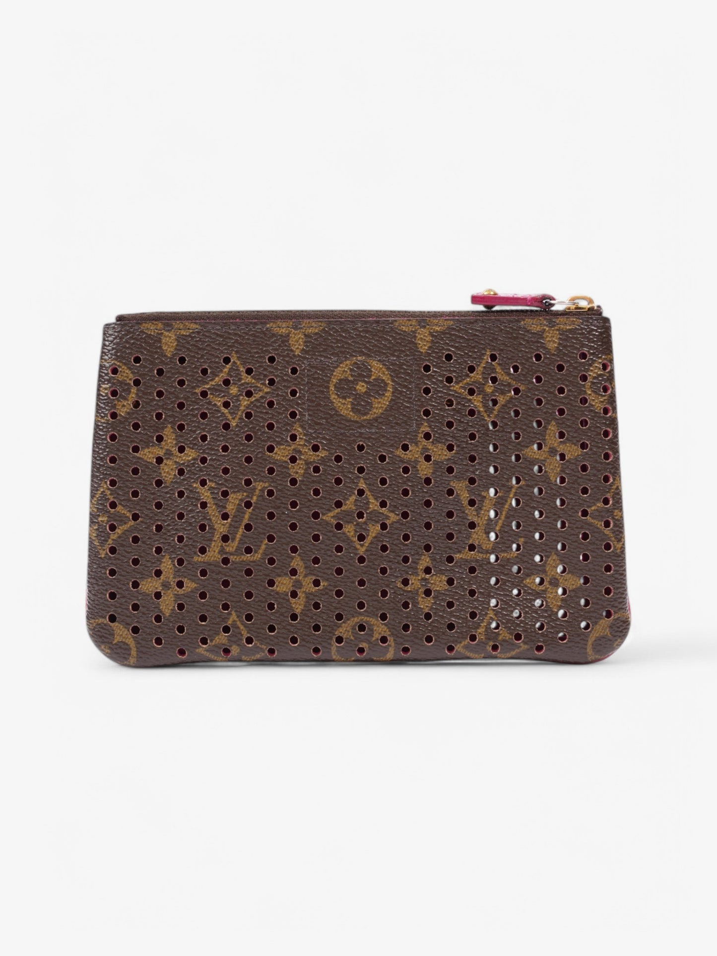 Louis Vuitton Perforated Pochette Plat Monogram / Fuschia Coated Canvas