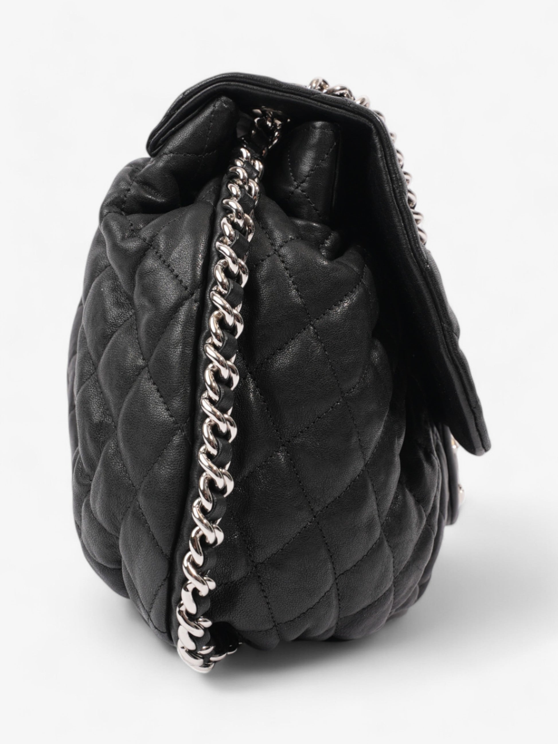 Chanel Chain Around Flap Bag Black Lambskin Leather Large