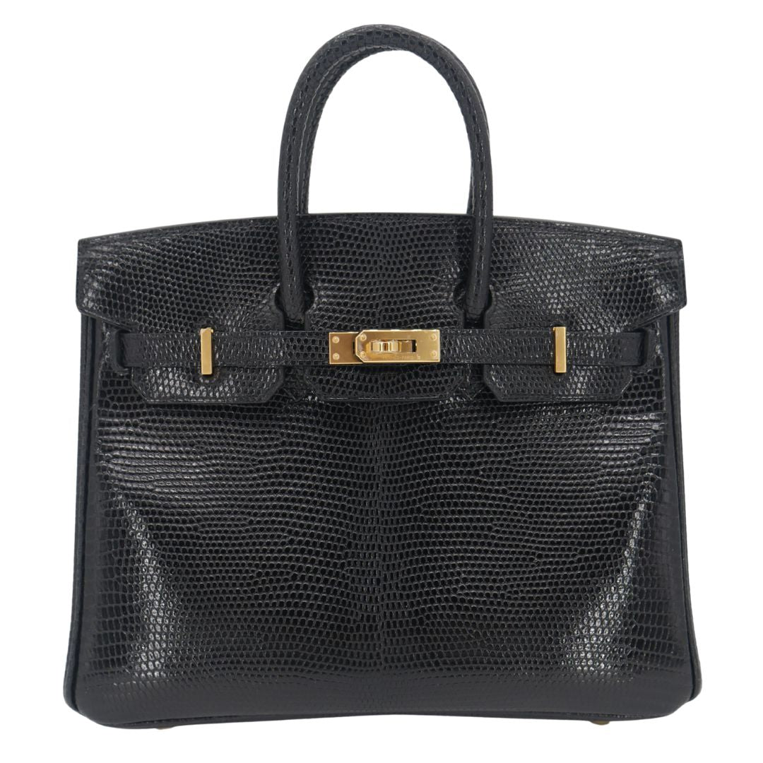 Hermes25cm Birkin Black Lizard Gold Hardware