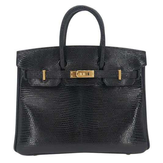 Hermes25cm Birkin Black Lizard Gold Hardware