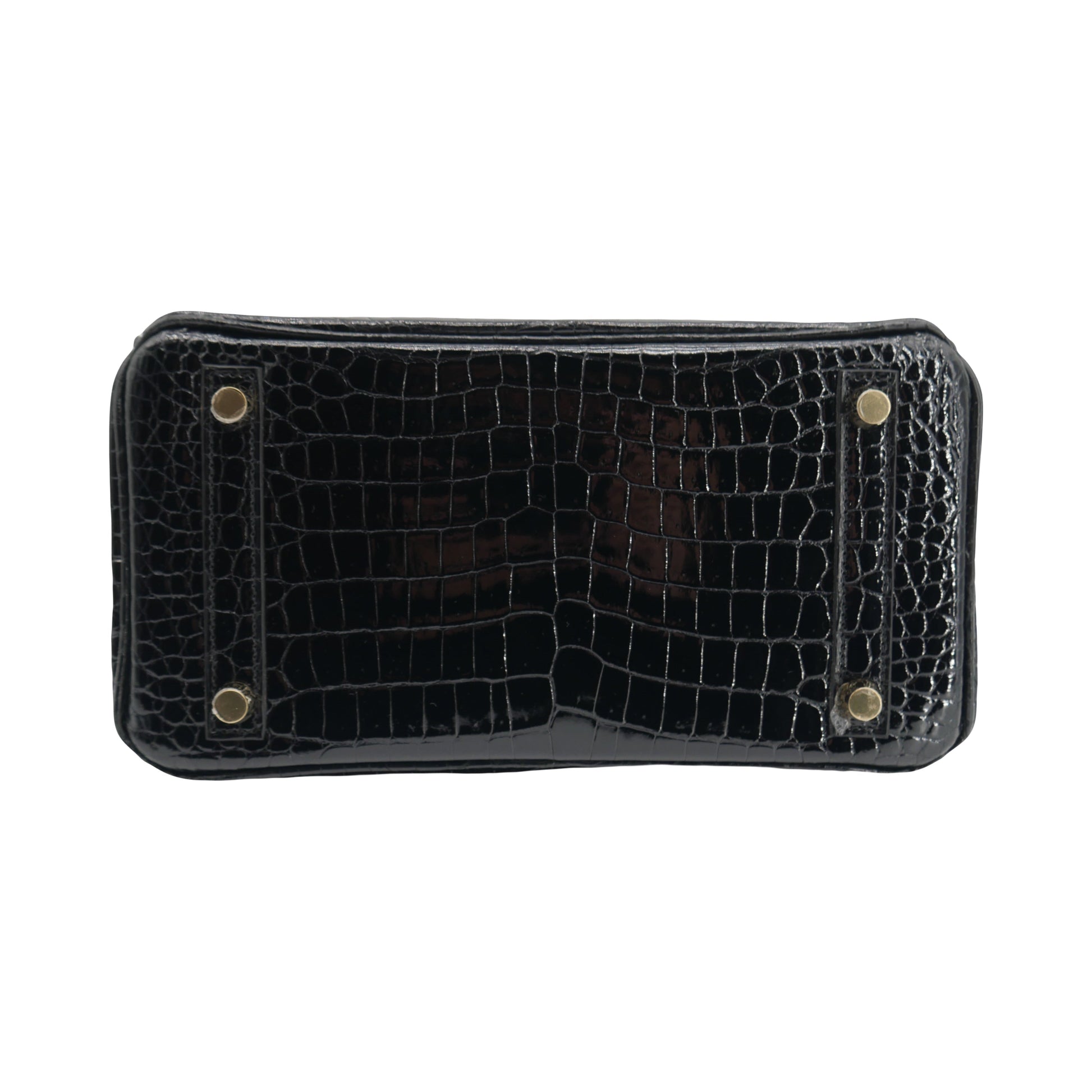 Hermes25cm Birkin Black Shiny Porosus Crocodile Gold Hardware