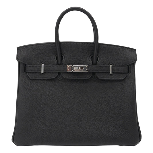 Hermes25cm Birkin Black Togo Leather Palladium Hardware