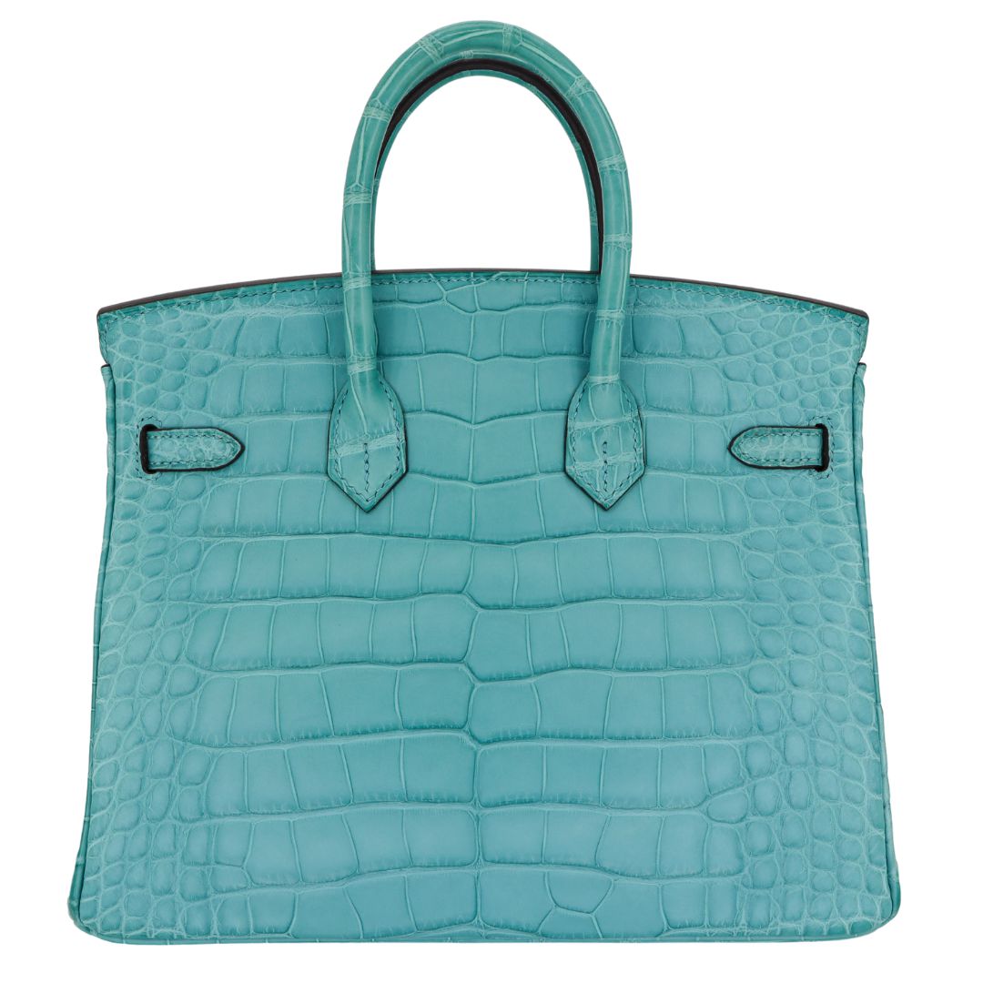 Hermes25cm Birkin Bleu Saint Cyr Matte Alligator Palladium Hardware