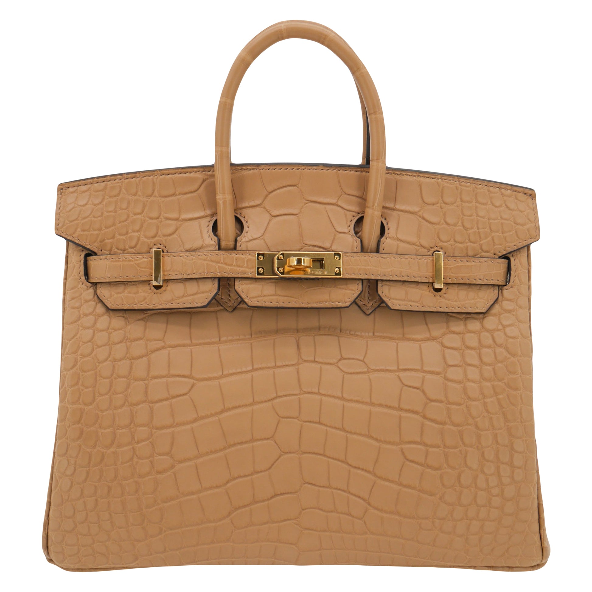 Hermes25cm Birkin Chai Matte Alligator Gold Hardware
