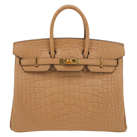Hermes25cm Birkin Chai Matte Alligator Gold Hardware