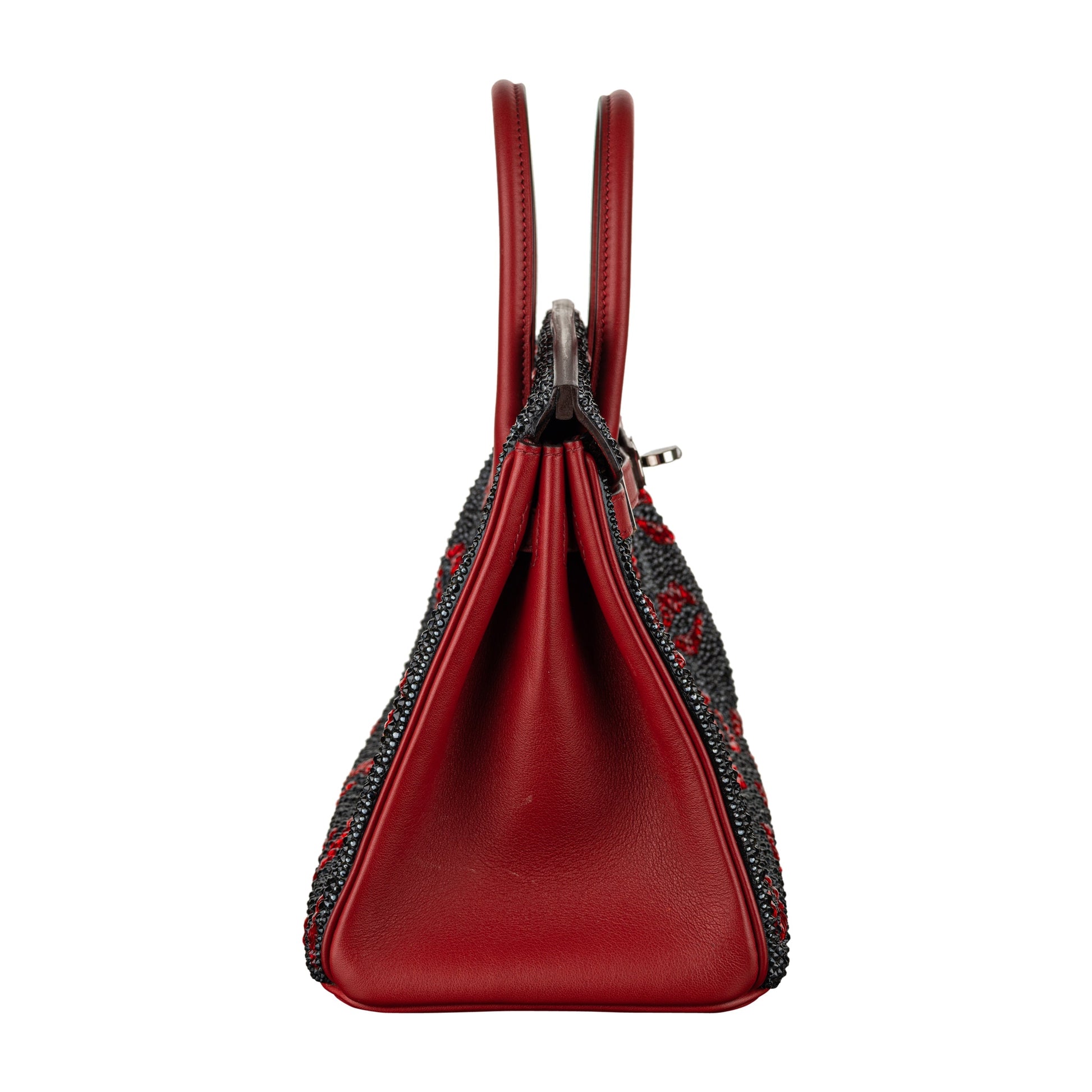 Hermes25cm Birkin Customized "Kiss Me" Lips Swarovski Crystal Palladium Hardware