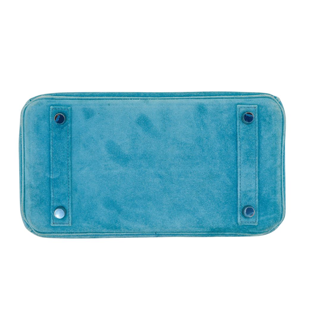 Hermes25cm Birkin Doblis Bleu Suede Palladium Hardware