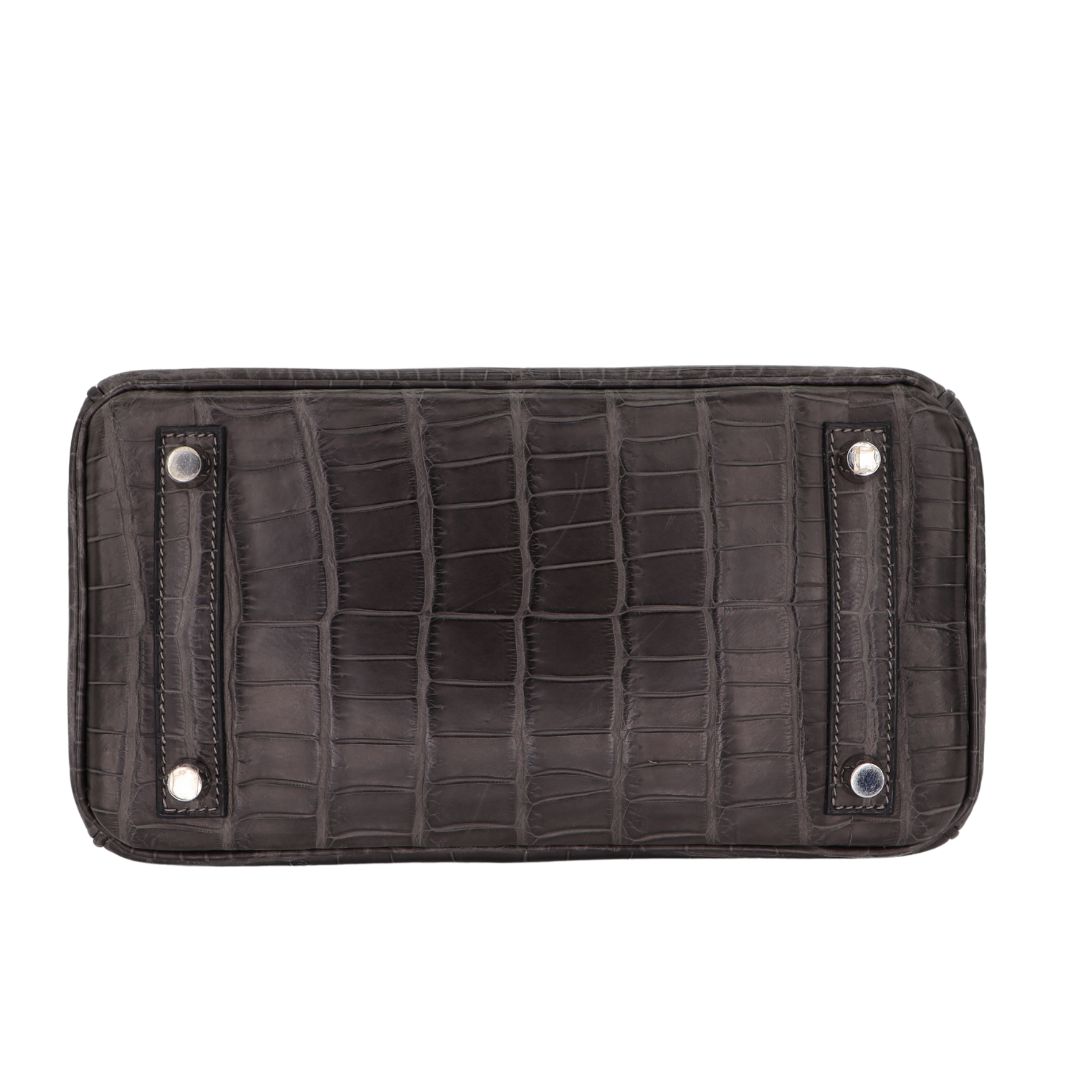 Hermes25cm Birkin Graphite Matte Niloticus Crocodile Palladium Hardware