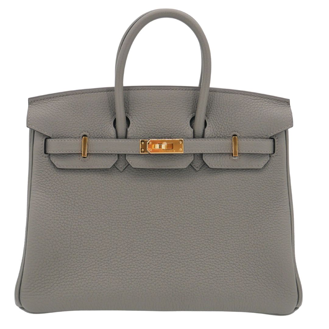 Hermes25cm Birkin Gris Meyer Togo Leather Gold Hardware