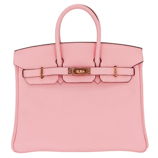 Hermes25cm Birkin HSS Rose Sakura Clemence Leather Rose Gold Hardware