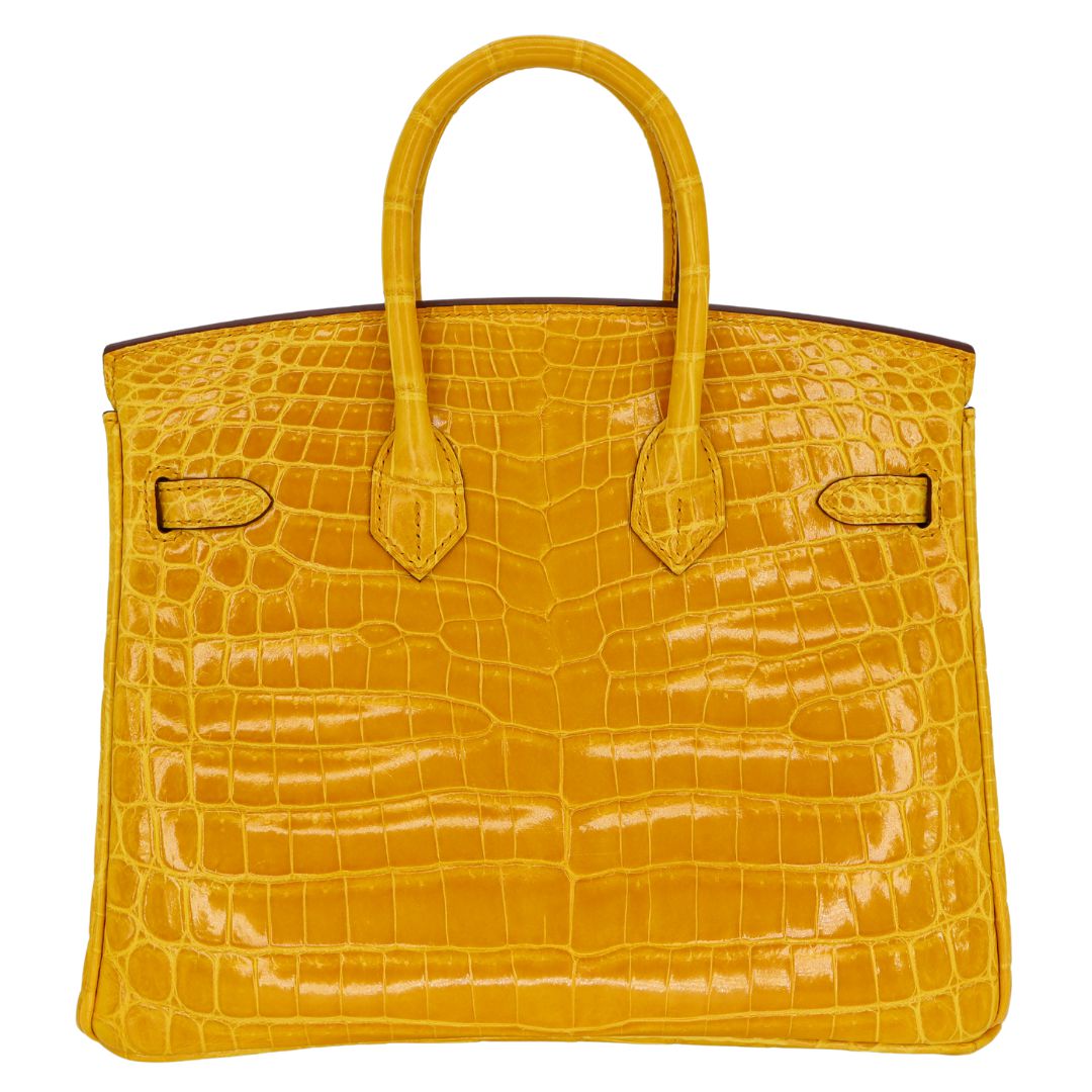 Hermes25cm Birkin Jaune Ambre Shiny Niloticus Crocodile Gold Hardware
