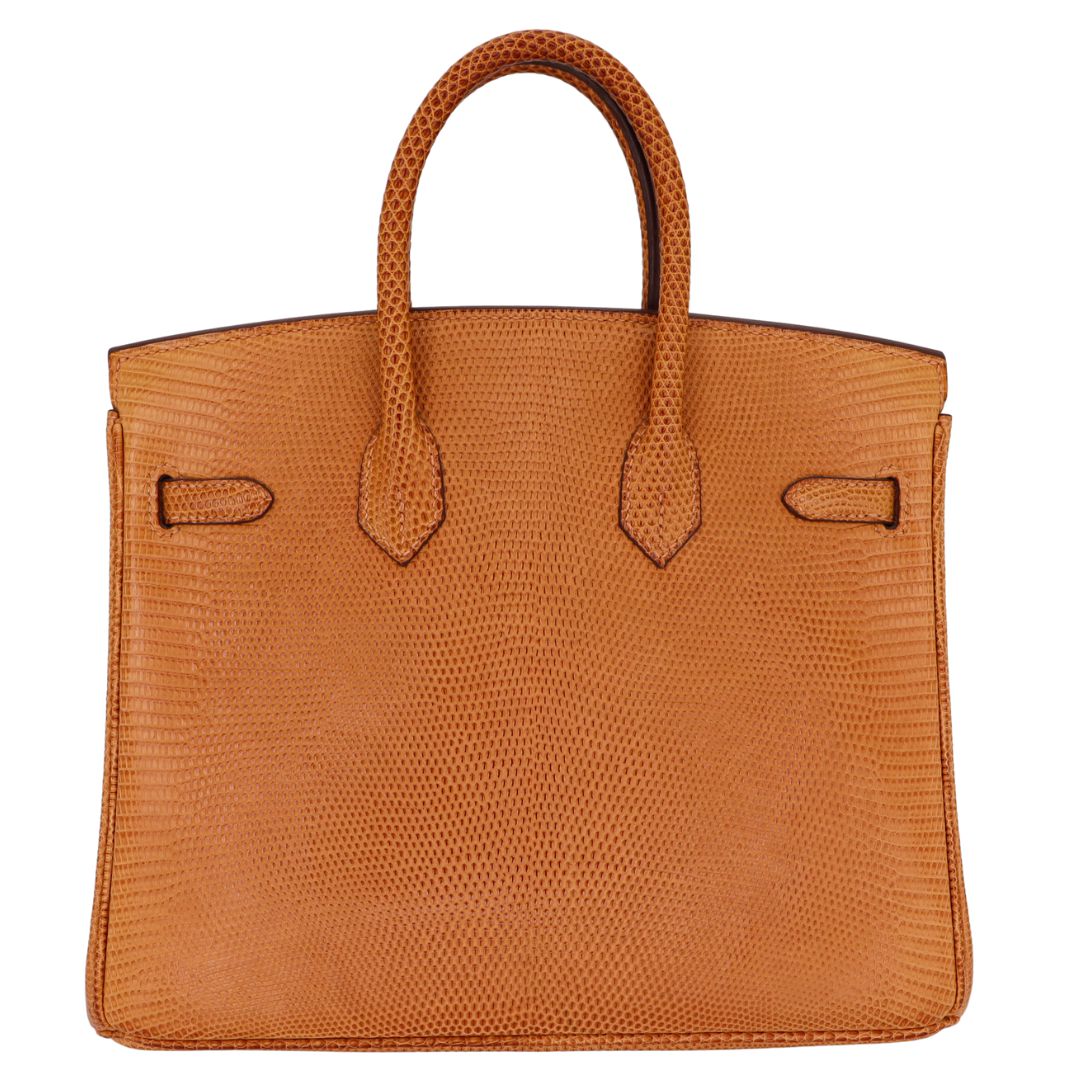 Hermes25cm Birkin Natural Lizard Palladium Hardware