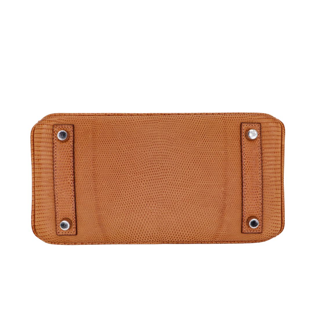 Hermes25cm Birkin Natural Lizard Palladium Hardware
