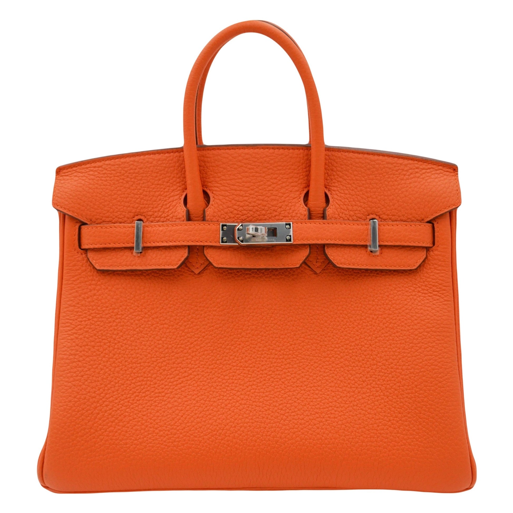 Hermes25cm Birkin Orange Togo Leather Palladium Hardware