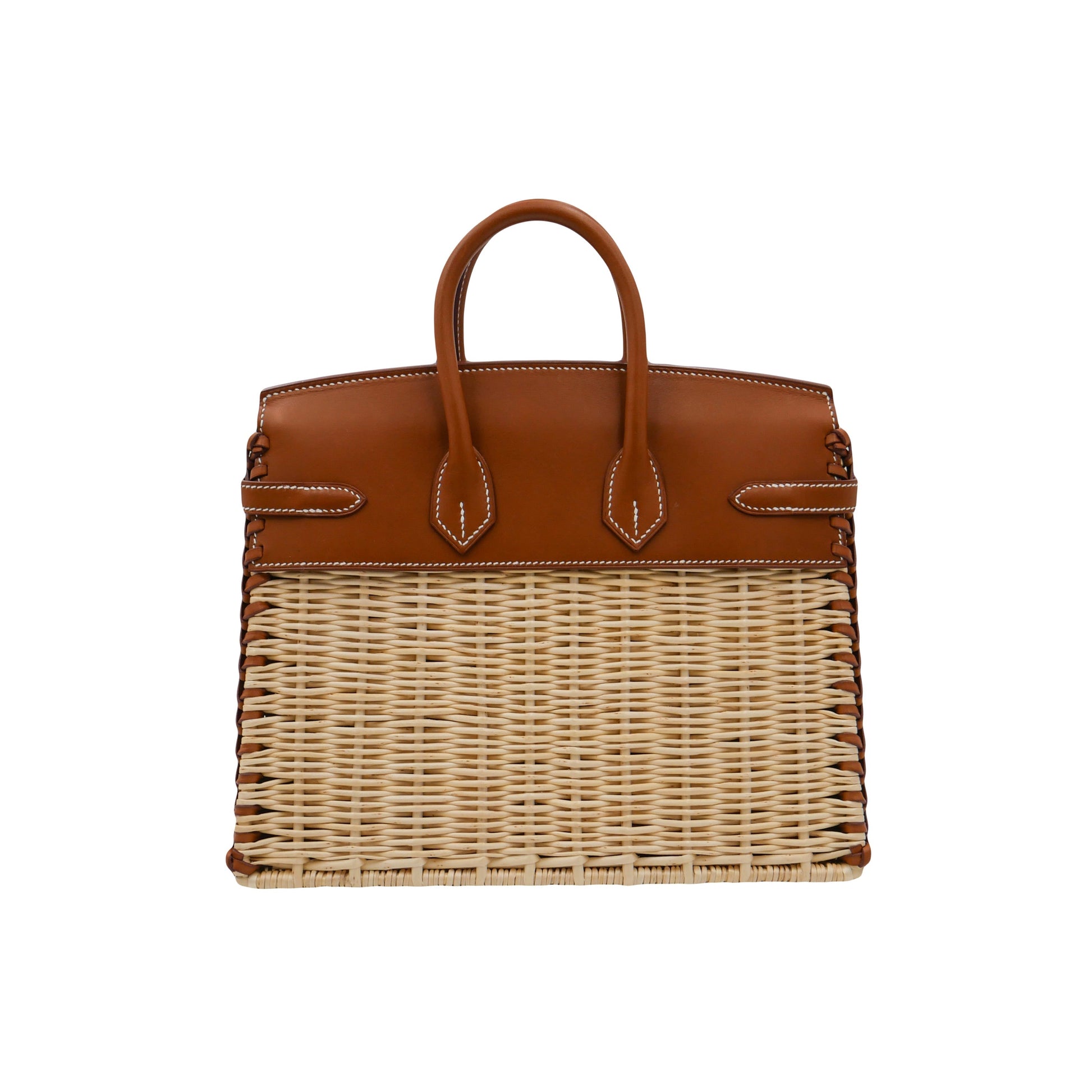 Hermes25cm Birkin Picnic Fauve Barenia Leather/ Osier Wicker Palladium Hardware