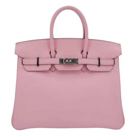 Hermes25cm Birkin Rose Sakura Swift Leather Palladium Hardware