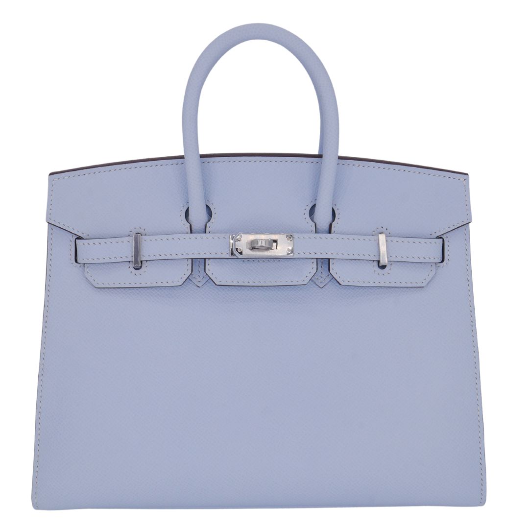 Hermes25cm Birkin Sellier Bleu Brume Epsom Leather Palladium Hardware