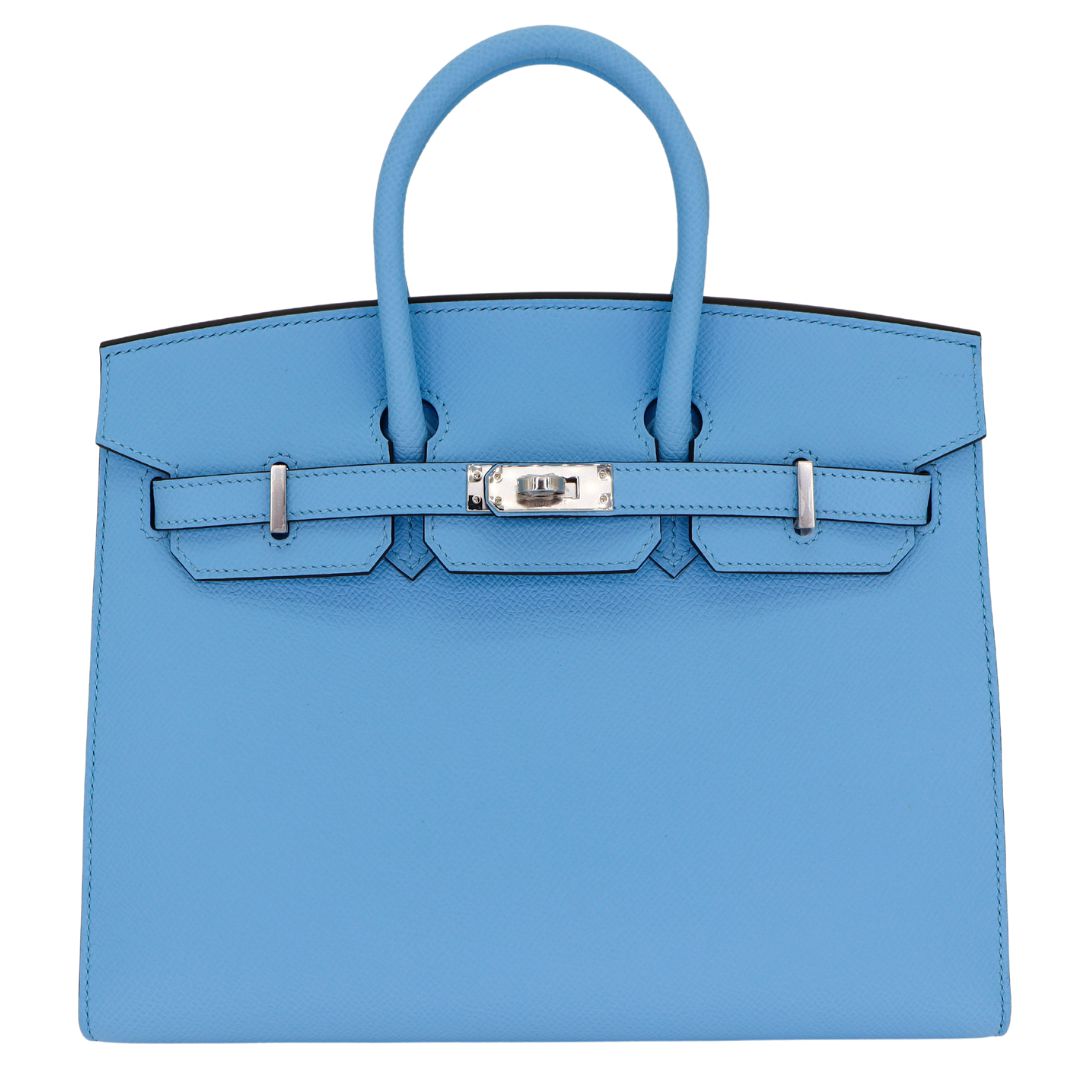 Hermes25cm Birkin Sellier Celeste Epsom Leather Palladium Hardware