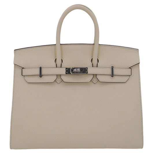 Hermes25cm Birkin Sellier Nata Epsom Leather Palladium Hardware