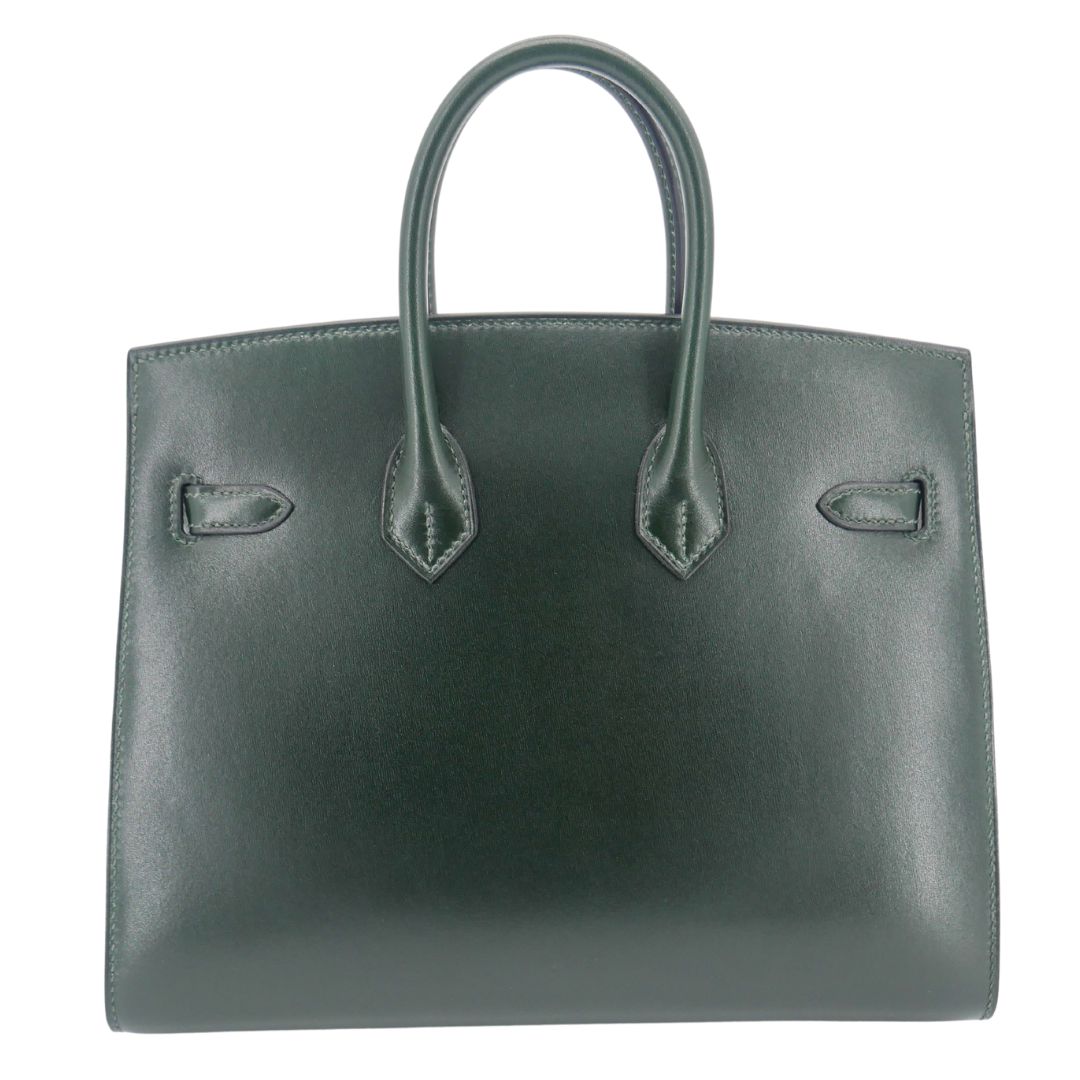 Hermes25cm Birkin Sellier Vert Fonce Box Calf Palladium Hardware