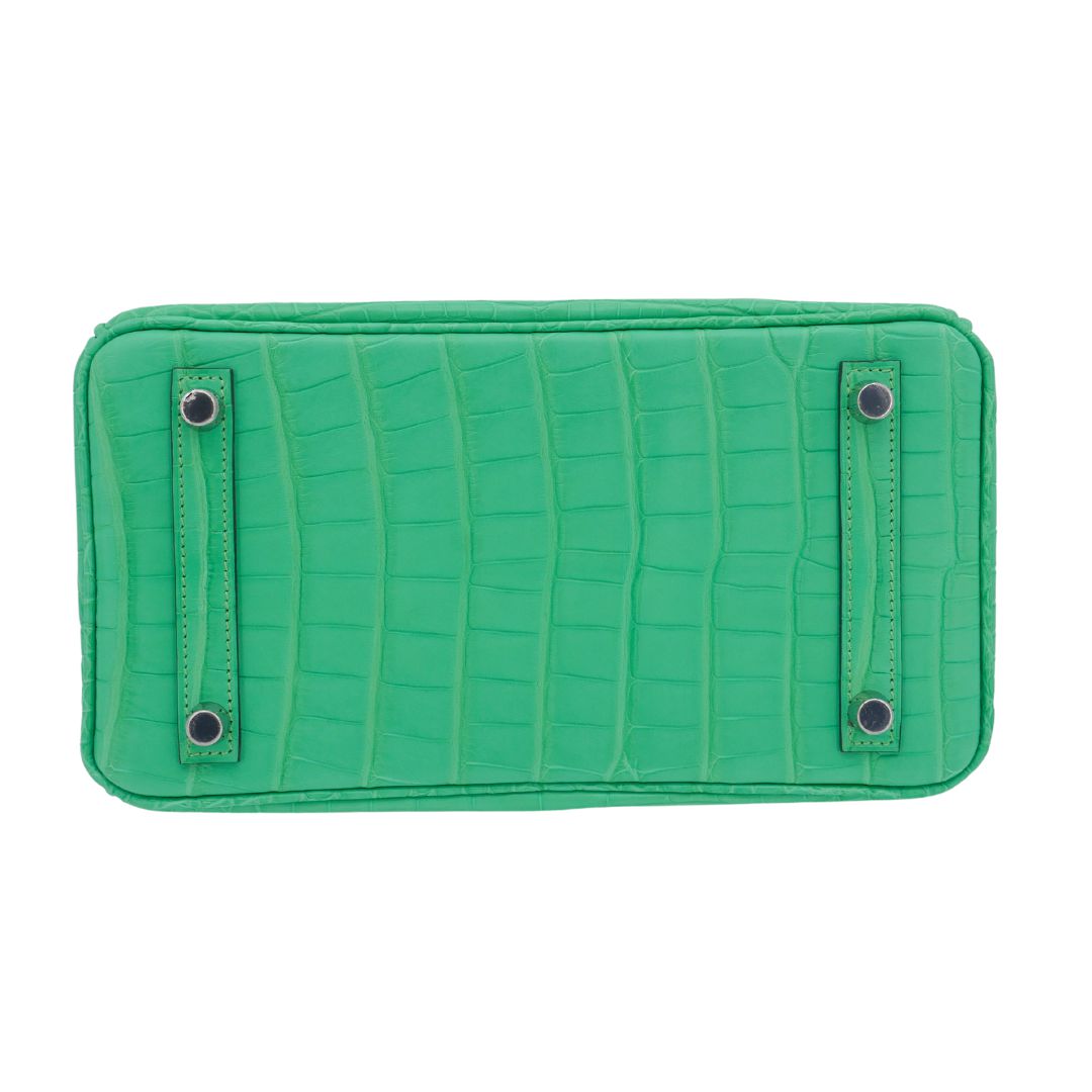Hermes25cm Birkin Vert Comics Matte Alligator Palladium Hardware