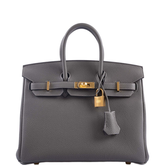 HermesBirkin 25 Gris Meyer Togo Gold Hardware