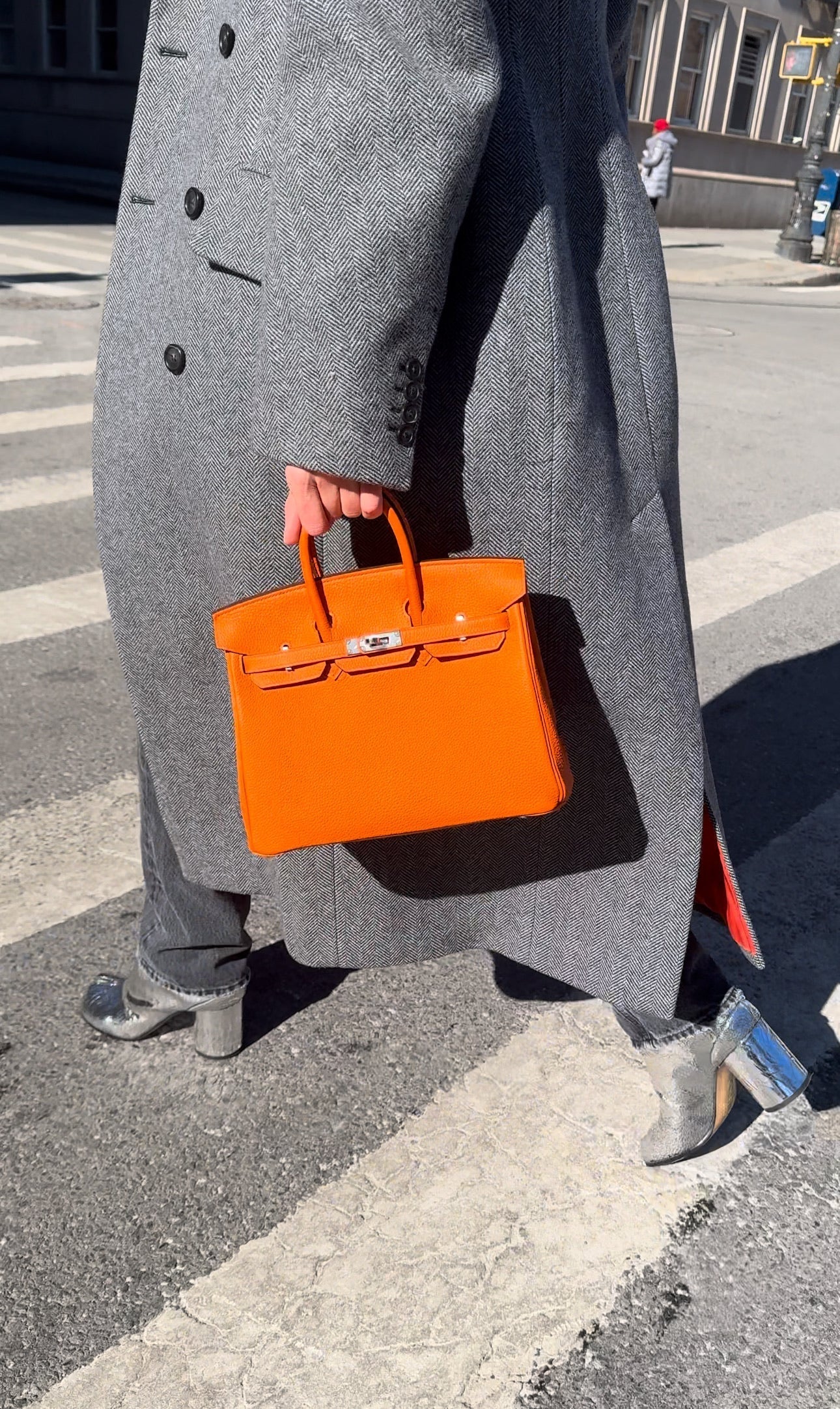 HermesBirkin 25 Orange Minium Togo Palladium Hardware