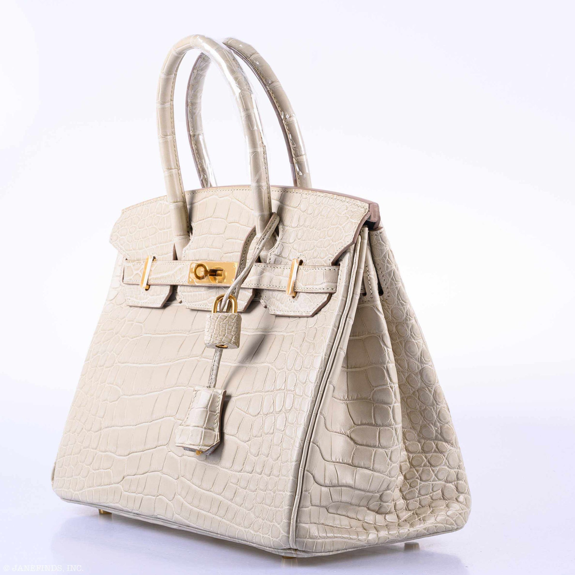 HermesBirkin 30 Beton Matte Alligator Gold Hardware - A
