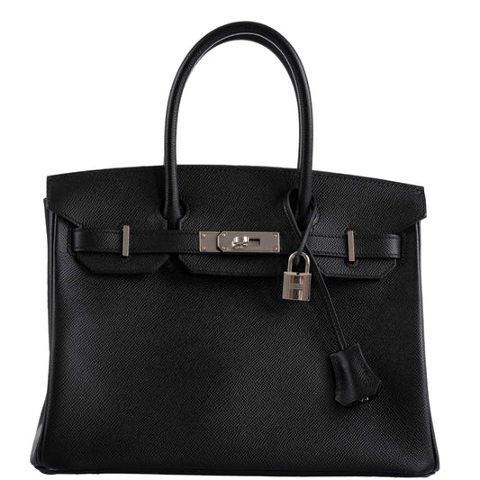 HermesBirkin 30 Black Epsom with Palladium Hardware - 2019, D