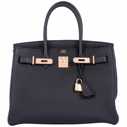 HermesBirkin 30 Black Togo Rose Gold Hardware