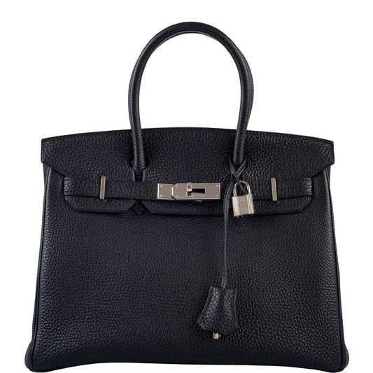 HermesBirkin 30 Black Togo and Orange H Palladium Hardware