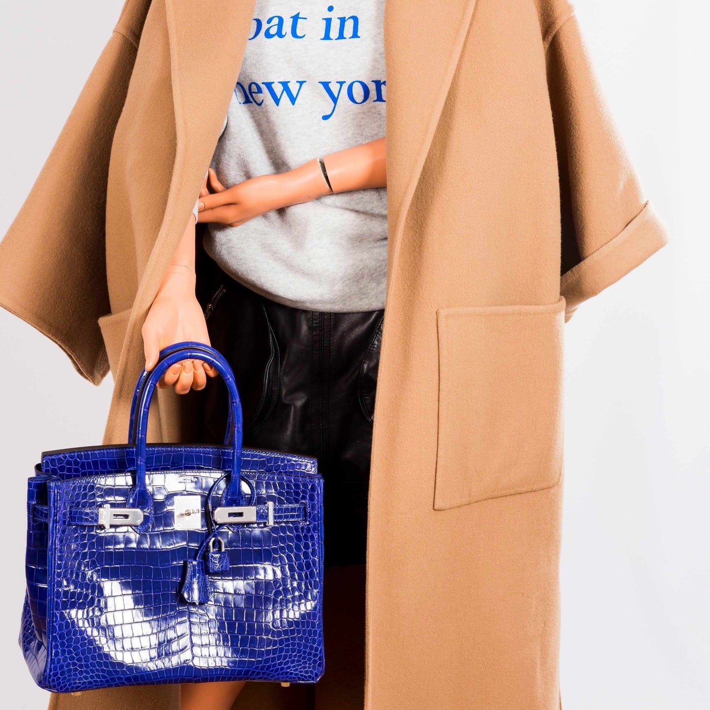 HermesBirkin 30 Blue Electric Porosus Crocodile Palladium Hardware