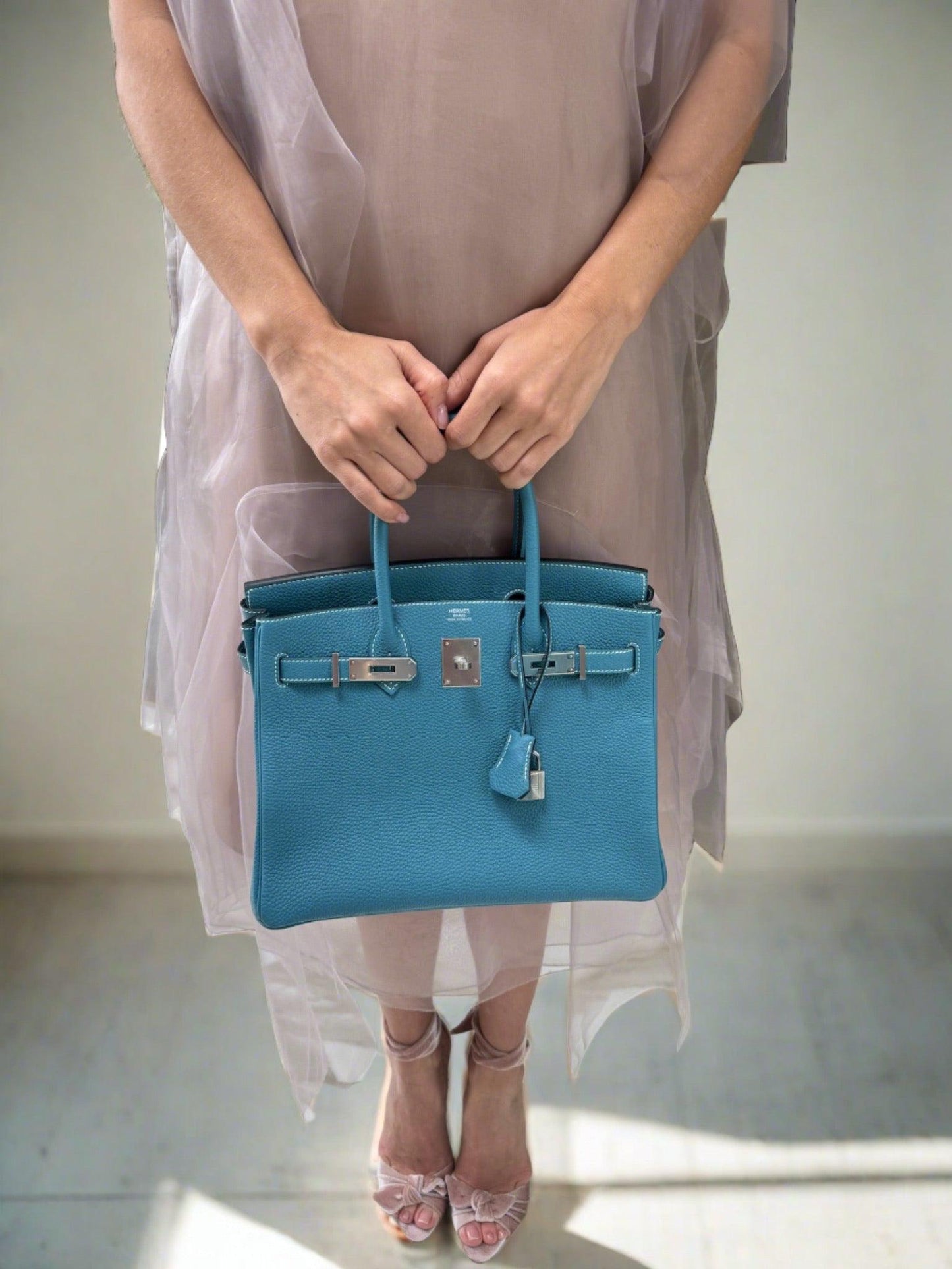 HermesBirkin 30 Blue Jean Togo Palladium Hardware