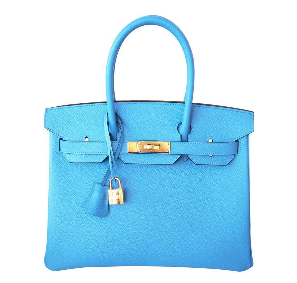 HermesBirkin 30 Blue Paradise Epsom Bag GHW