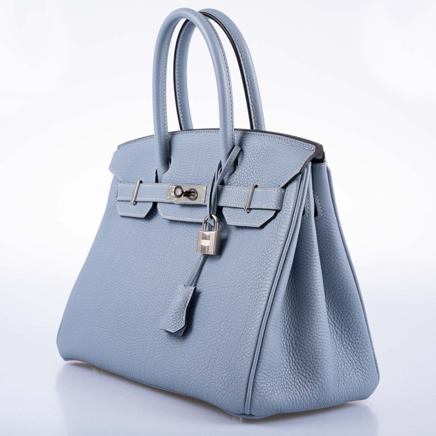 HermesBirkin 30 Blue Saint Cyr Clemence Palladium Hardware