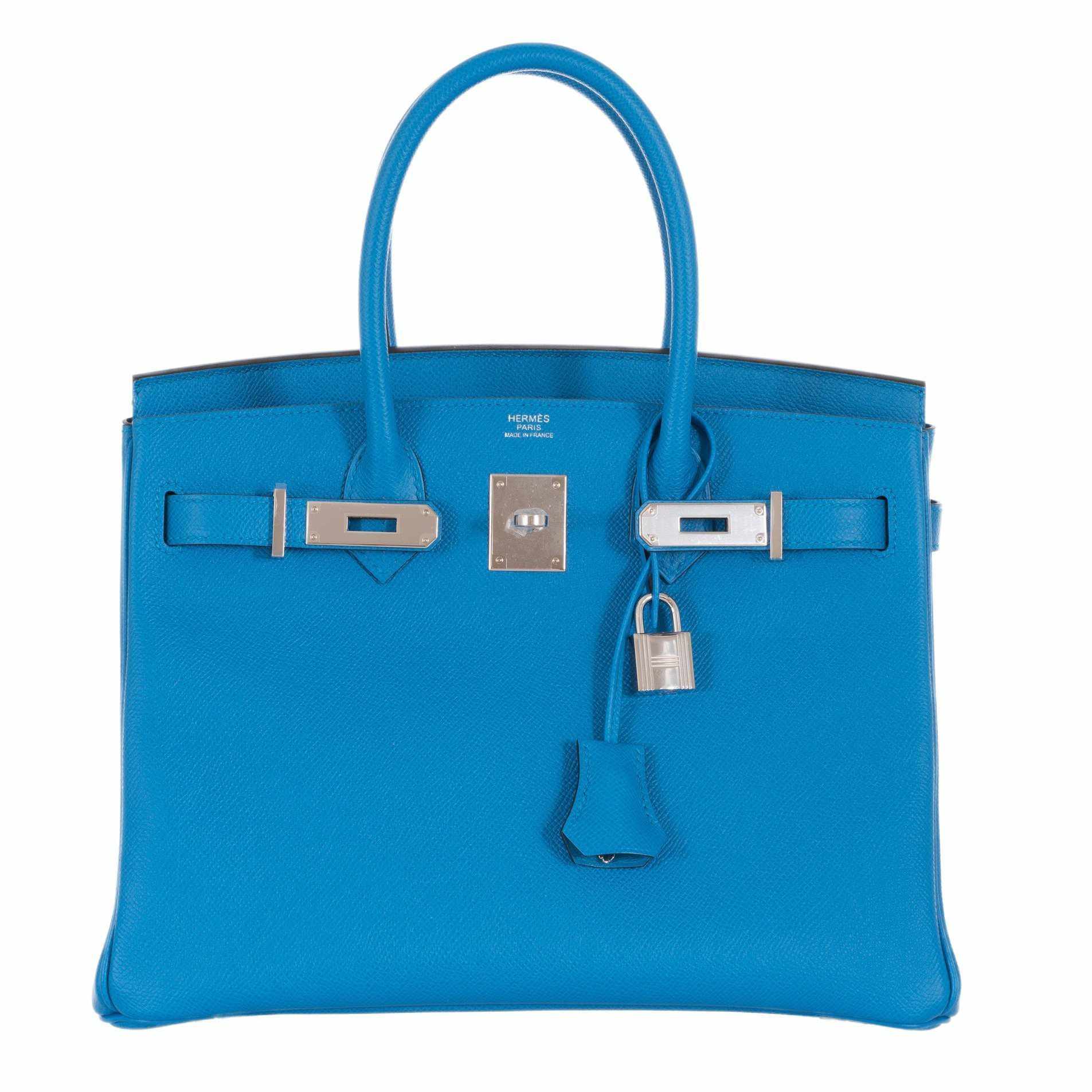 HermesBirkin 30 Blue Zanzibar Epsom Palladium Hardware