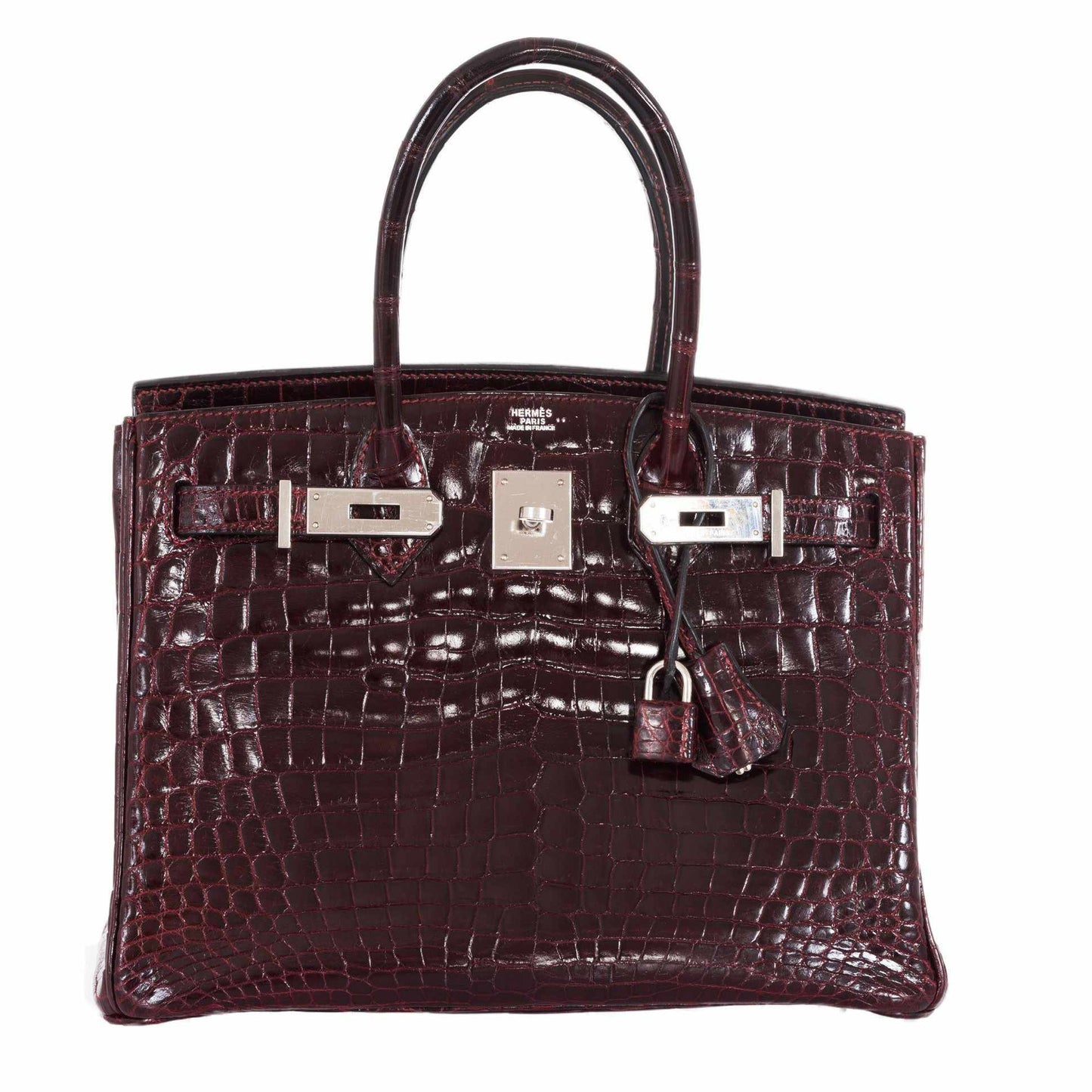 HermesBirkin 30 Bordeaux Niloticus Crocodile Palladium Hardware