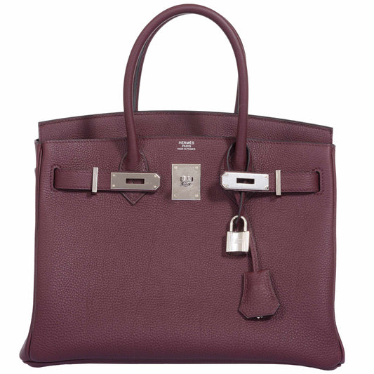 HermesBirkin 30 Bordeaux Togo Palladium Hardware