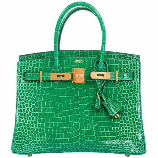 HermesBirkin 30 Cactus Porosus Crocodile Gold Hardware